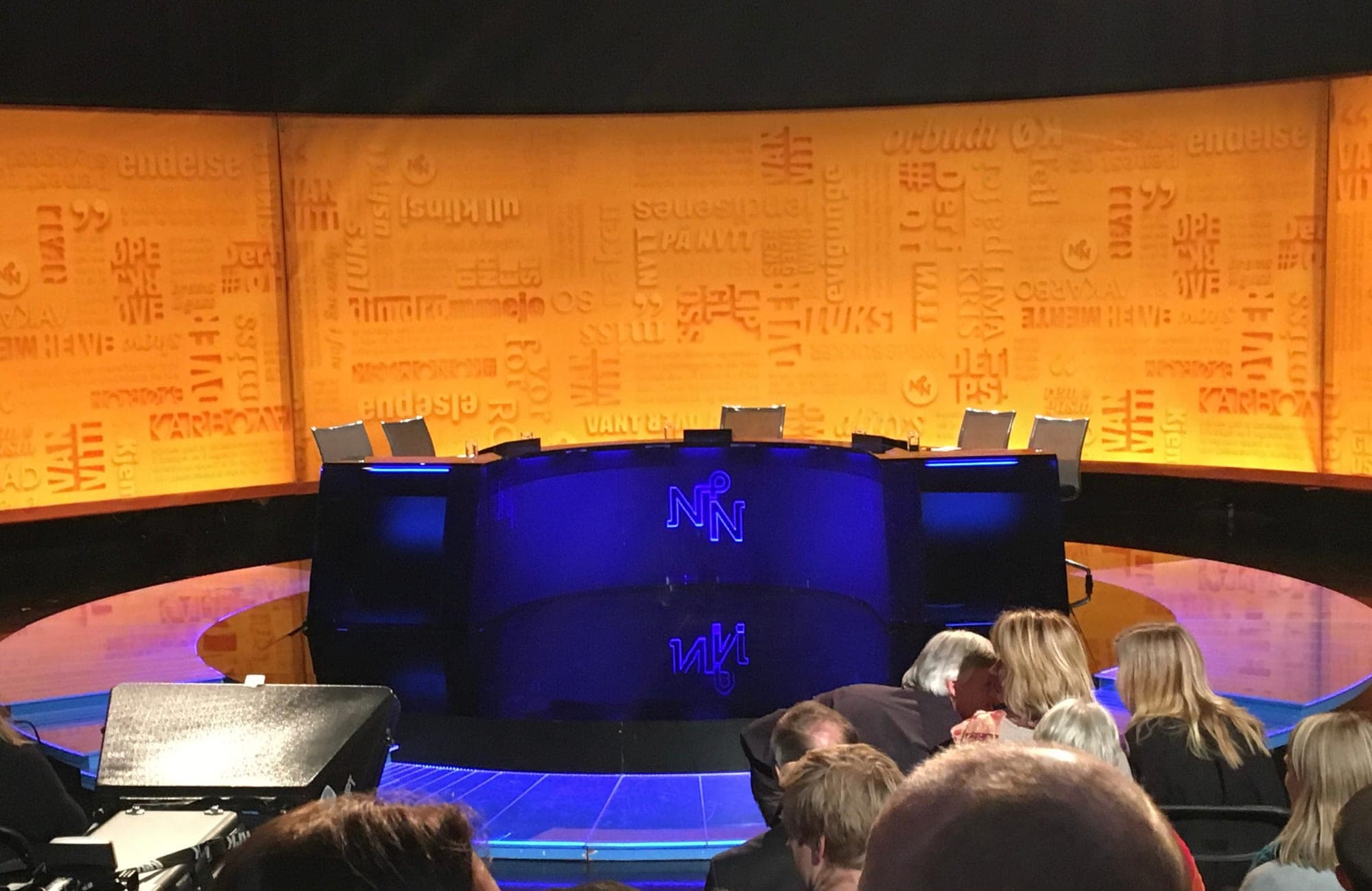 The Nytt på nytt studio set seen from the audience seats